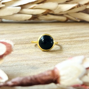 Trendy New Design Black Onyx Gold <b>Ring</b> <b>Boho</b> Brass <b>Rings</b> For Women 18k Gold Plated Minimalist Celestial Band Wholesale/OEM/ODM - Product Image 3