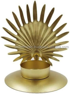 Portavelas de hierro redondo, portavelas de Pilar decorativo dorado, soporte de bandeja hecho de material de hierro de alta calidad, resistente - Product Image 2