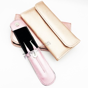 Pink Eyelash Tweezers Set Stainless Steel <b>Precision</b> <b>Tools</b> with Magnetic Case and Carry Pouch - Product Image 5