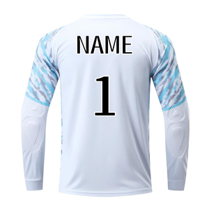 Men Long Sleeve Soccer Jersey Light Blue Geometric Print V-<b>Neck</b> Moisture Wicking Full Sleeve Sportswear Goalkeeper Jersey - Product Image 6