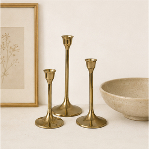 Hot Selling Vintage Brass <b>Candlestick</b> <b>Holders</b> Set of 3 Modern Taper Candle Stand Decorative Candle Stand for Events Parties - Product Image 4