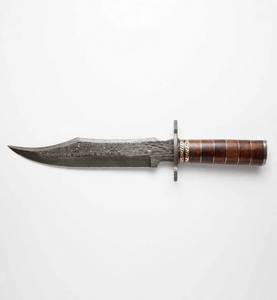 Outil utilitaire robuste en acier damas sur mesure avec manche en bois dur naturel et anneau de protection en laiton - Product Image 1