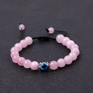 Bracelet perlé en agate violette avec pierre, bracelet élastique plaqué argent, style bohème, cadeau unisexe - Product Image 5