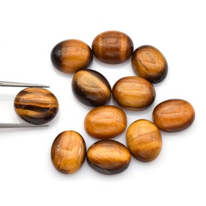 Lot en gros de cabochons ovales en œil de tigre naturel 5x7 mm, dos plat, calibrés, pierres précieuses en vrac pour la fabrication de bijoux - Product Image 3