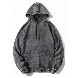 Sudadera con Capucha Personalizada, Lisa, Extra Grande, de Algodón Grueso, Estilo Vintage, Lavada con Ácido, para Hombre - Product Image 1