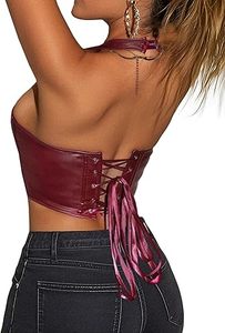 <b>Aesthetic</b> Women Faux Leather Tank <b>Top</b> Custom Branding OEM Factory Sleeveless Slim Fit Vest - Product Image 2