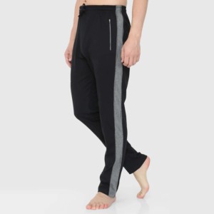 Men's <b>Black</b> Sweatpants With Gray Side Stripe Elastic Waist Drawstring Casual Joggers Breathable Knitted Cotton <b>Pants</b> Autumn Wear - Product Image 3