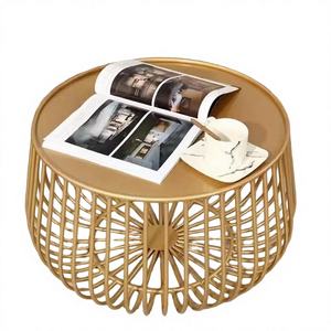 Mesa de Centro Redonda Moderna y Minimalista con Función de Almacenamiento, Superficie de Madera y Metal, Mueble Multifuncional para Sala de Estar - Product Image 5