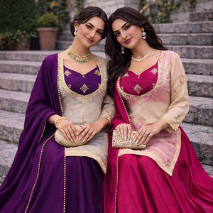 Antra Lifestyle Salwar Kameez Indo-Occidental de Bollywood, Listo para Usar, de Seda, de Secado Rápido, con Bordado Intenso, para Bodas y Fiestas - Product Image 1