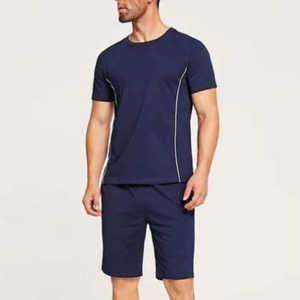 Men's Summer Street Casual Outfit Wholesale High Quality Terry <b>Knitted</b> Two-Piece <b>Set</b> Printed Shorts T-Shirts 100% Cotton Quick - Product Image 3