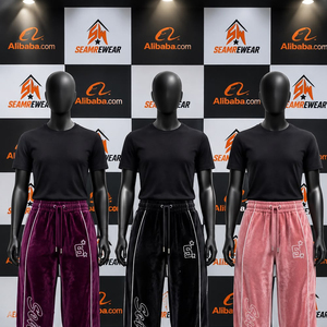 <b>Pink</b> <b>Men's</b> Wide Leg Pants Elastic Waist Drawstring Casual Sweatpants Heat Transfer Printing Side Stripe Lightweight Summer Wear - Product Image 3