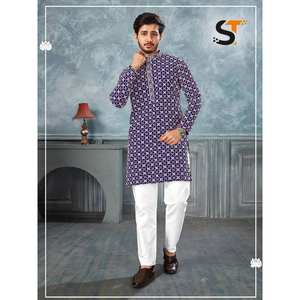 DISEÑADOR RAYON CHICKENKARI TRABAJO HOMBRE KURTA PIJAMA PÚRPURA Achkan Bandhgala Sherwani - Product Image 1