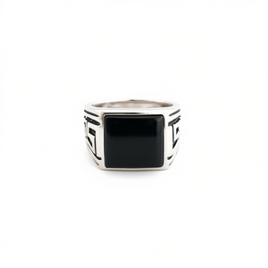 Men's Black Onyx <b>Fine</b> <b>Ring</b> 8.1 Grams Weight - Product Image 2