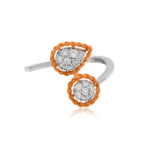 Rosy Buds 0.25 Ct Pear & Round Lab Grown Diamond Open <b>Adjustable</b> <b>Ring</b> Two Tone Gold Promise <b>Ring</b> for Women Wholesale - Product Image 2