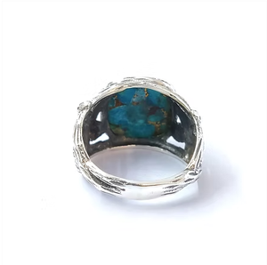 Silver 925 Fashionable Vintage High Quality Blue <b>Turquoise</b> <b>Ring</b> (5.8 Grams) for Everyday Wear - Product Image 4