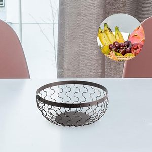 Handmade Black Metal Decorative Fruit <b>Basket</b> Round <b>Wire</b> <b>Storage</b> <b>Basket</b> for Kitchen Dining Table Countertop Home Decor - Product Image 4