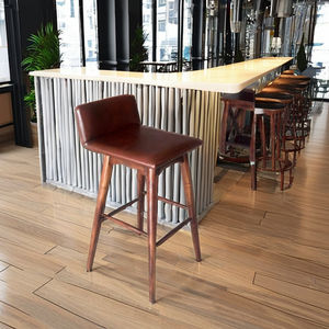 Tabouret de bar réglable en bois massif et métal pour bar à domicile et salle à manger - Product Image 1