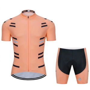 Conjunto de ciclismo profesional personalizado color melocotón para hombre, manga corta, cremallera completa, transpirable, de secado rápido, ajuste deportivo, OEM - Product Image 1