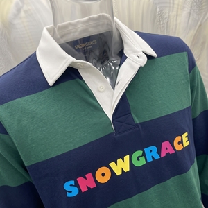 เสื้อโปโลแขนยาวลายทาง Snowgrace ปกคอปกปักโลโก้ แขนยาวทรงปกติ เสื้อผ้าผู้ชายสำหรับผู้ใหญ่ - Product Image 6