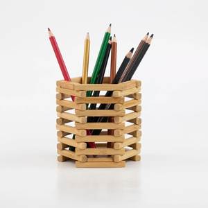 Porte-stylos en bois fait main pour l'organisation du bureau, support à crayons en bois naturel et organisateur de papeterie pour la maison, le bureau, l'école - Product Image 6