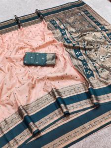 Sari en soie Banarasi traditionnel indien avec broderie Zari pour les occasions de mariage et les événements festifs, tenue pour femmes - Product Image 2
