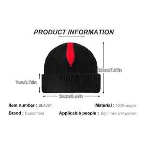 Gorro de invierno personalizado, tejido liso, al por mayor, de dos colores, con bordado personalizado y parche. - Product Image 3