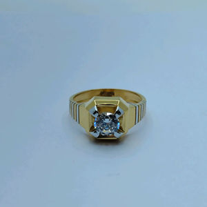 Elegant 22K Gold <b>Mens</b> Ring with Diamond Hexagon Setting Classic Designer Finger Ring <b>for</b> <b>Men</b> Luxury Jewellery - Product Image 2
