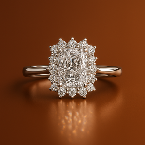 Anillo de Compromiso con Corte Radiante y Halo para Mujer en Oro Sólido de 14K/18K, Diamante Cultivado en Laboratorio con Certificación IGI, Anillo de Regalo, Proveedor Mayorista - Product Image 1