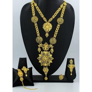 สร้อยคอพร้อมต่างหูชุดเครื่องประดับทองเหลืองแท้ UAE Dubai สร้อยคอดีไซน์ชุดเครื่องประดับ - Product Image 2