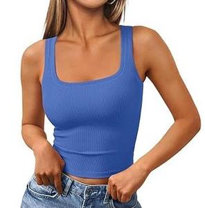 Wholesale <b>Women's</b> Short Jersey <b>Sequined</b> Front Custom Breathable Slim Fit Workout Quick Dry Tank <b>Top</b> - Product Image 5