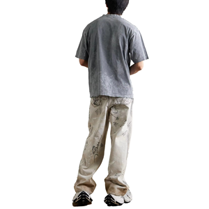 Custom Men's Acid Washed Sunfade <b>Tshirts</b> 100%cotton Blank Heavyweight Streetwear Distressed Oversized Boxy Fit T-shirts for Men - Product Image 2
