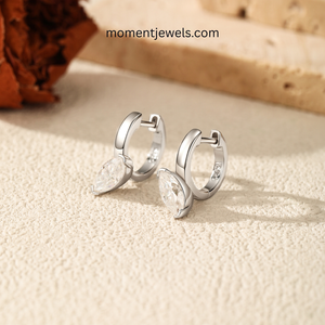 Best Selling 1.0ct Horse Eye Moissanite <b>Hoop</b> <b>Earrings</b> S925 <b>Sterling</b> <b>Silver</b> Marquise Cut VVS Moissanite Elegant Bridal Jewelry - Product Image 5