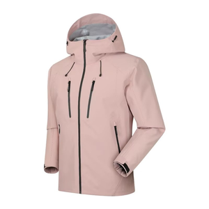 Veste coupe-vent unisexe pour le cyclisme en extérieur, avec panneau avant uni tissé, entièrement thermosoudée, imperméable, à capuche et fermeture éclair - Product Image 3
