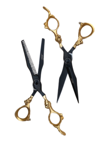 High-end Barber Scissors High Hardness Stainless Steel Hairdressing <b>Shears</b> Sets With Yellow Diamond Bearing Screws - Product Image 3