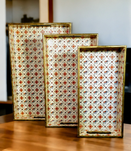 MDF Enamel Floral Serving Tray Handmade Indian <b>Decorative</b> Rectangular Tray for Home Hotel Restaurant Wedding Wholesale - Product Image 5