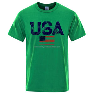 High Quality <b>Men's</b> Casual Cotton Polyester <b>T</b>-<b>Shirts</b> New Arrival Short Sleeve Gym Workout Tees with Breathable USA Prints - Product Image 5