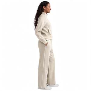 <b>Women's</b> <b>Beige</b> <b>Tracksuit</b> Set Zip Up Jacket Stand Collar Split Hem Pants Casual Two Piece Outfit Outdoor Wear <b>Tracksuit</b> - Product Image 4