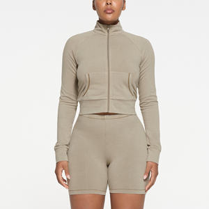 Kangroo Pocket Winter Hoodies Sudadera para mujer 100% algodón Fleece Premium Zipper Stand Collar Streetwear - Product Image 2