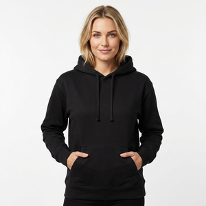 Sweat-shirt à capuche noir uni pour homme, coupe classique, en molleton français, décontracté, avec poche kangourou, pour l'automne - Product Image 3