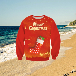 <b>Women's</b> Breathable Eco-Friendly 100% Cotton Winter Pullover Crew Neck Digital Printing <b>Christmas</b> Long Sleeve Solid <b>Sweatshirt</b> - Product Image 3
