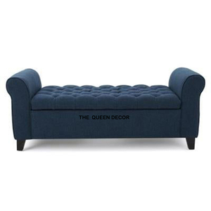 Banco otomano francés vintage de forma rectangular para sala de estar tapizada y decoración de muebles para el hogar y hoteles - Product Image 6