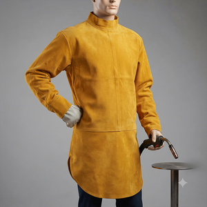 Combinaison de travail en cuir de vachette pleine fleur de qualité supérieure, résistante, pour la soudure, veste de sécurité industrielle, ignifuge, imperméable, en polyester de qualité supérieure - Product Image 2