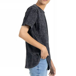 Camisetas de hombre con lavado ácido descolorido, 100% algodón, estilo oversize, streetwear, pesadas, tallas grandes, OEM, precio mayorista - Product Image 4