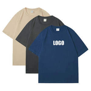 เสื้อยืดเปล่าคอตตอนแขนสั้นแบบหนาสำหรับขายส่ง พิมพ์โลโก้ตามสั่ง เสื้อยืดโอเวอร์ไซส์ลำลอง - Product Image 1