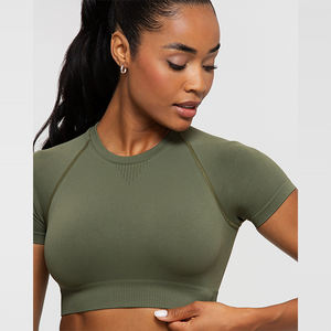 Camiseta Deportiva Corta de Verano 100% Algodón, Ligera, Cuello en V, Secado Rápido, Compresión, Ropa Deportiva para Mujer - Product Image 5