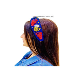 Latest Trendy Embroidered Beaded Crawfish Headwear <b>Top</b> Knotted Designer <b>Birthday</b> Hair Accessory Handmade Latest beaded - Product Image 1