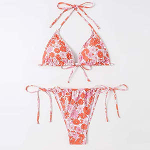 Ensemble de lingerie sexy ultra-fine en dentelle avec bikini de plage à carreaux pour femme, soutien-gorge et sous-vêtements à séchage rapide, logo personnalisé - Product Image 4