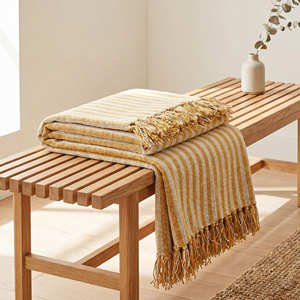 Manta de Algodón a Rayas de 100x200 cm, Manta Decorativa Tejida para Sofá, Fabricante OEM, Textil al por Mayor - Product Image 1