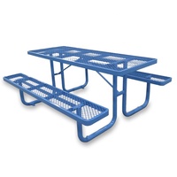 Rectangle en acier galvanisé personnalisé en usine Table de pique-nique commerciale jardin extérieur Table à manger chaise