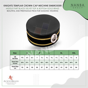 Casquette Couronne des Templiers - Badge en Velours Brodé Noir et Blanc pour Utilisation en Extérieur et en Soirée - Product Image 6